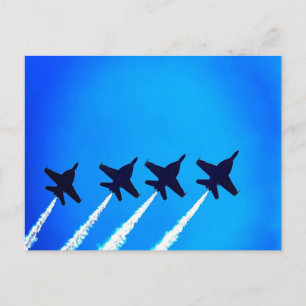 Blue Angels Climbing Silhouette with Smoke Trails Postcard