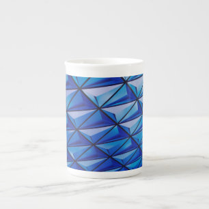 blue angle grid bone china mug