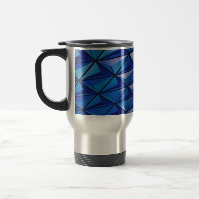 blue angle grid travel mug (Left)