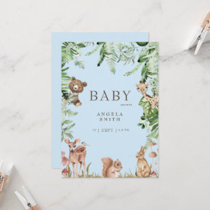 Blue Animal Baby Shower  Invitation