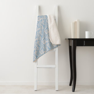 Blue Animal Print Sherpa Blanket
