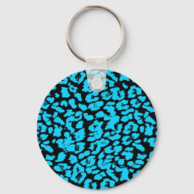 Blue Animal Spots Abstract Key Ring (Front)