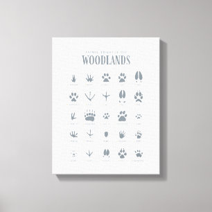 Blue Animal Tracks Woodland Nursery Canvas Print