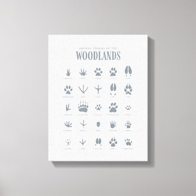 Blue Animal Tracks Woodland Nursery Canvas Print (Front)
