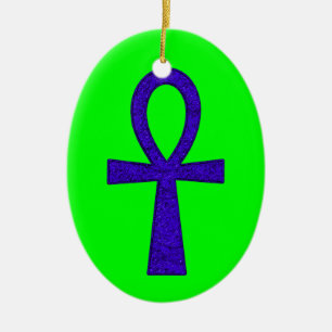 Blue Ankh Ceramic Tree Decoration
