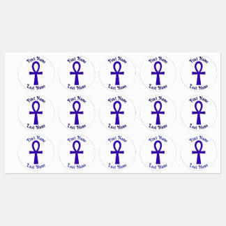 Blue Ankh Circle Adhesive Labels