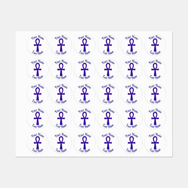 Blue Ankh Circle Clothing Labels (Sheet)