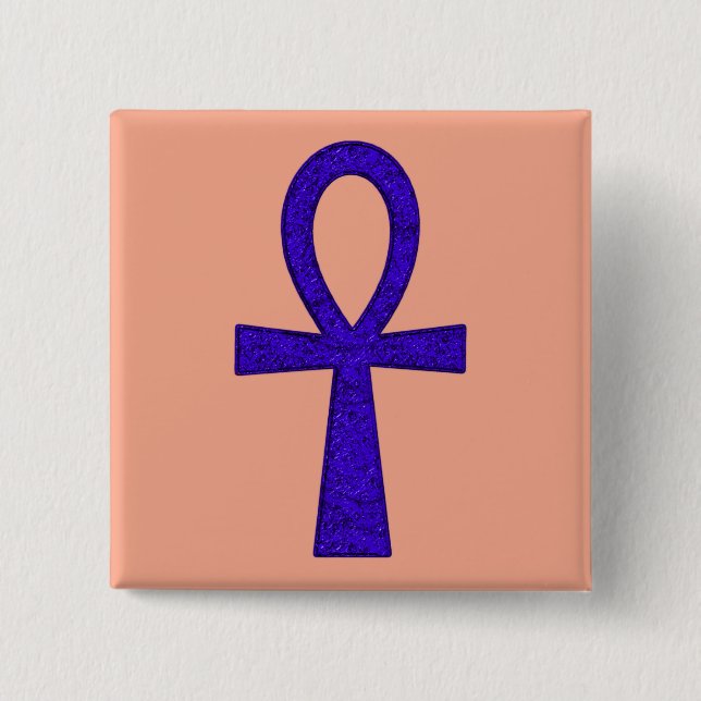 Blue Ankh Square Button (Front)