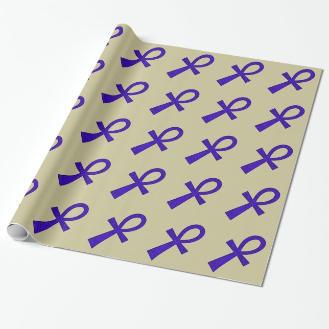 Blue Ankh Wrapping Paper (Unrolled)