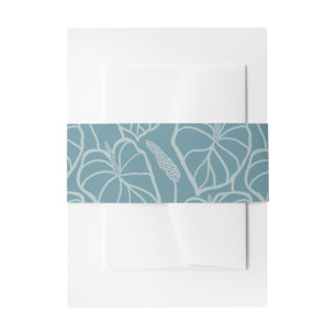 Blue Anthurium floral Invitation Belly Band