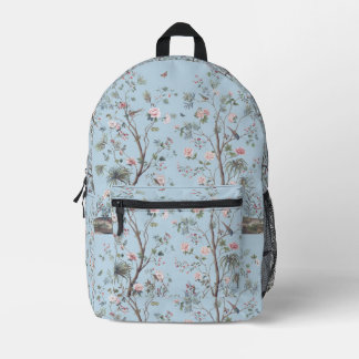 Blue antique floral pattern   printed backpack