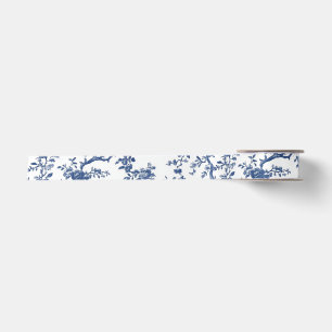 Blue Antique Floral Toile Garden Party Satin Ribbo Ribbon