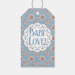 Blue Antique Personalised Baby Shower Gift Tags