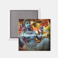 Blue Antique Warrior Statue Adventure Awaits Quote