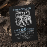Blue Any Age The Man The Myth The Legend Birthday Invitation<br><div class="desc">"the Man the Myth the Legend" typography design in black blue and white,  personalised your own name and party details. Great adult birthday invitations for 30th,  40th,  50th,  60th,  70th,  80th,  90th or any other age birthday party,  and other special days.</div>
