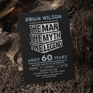 Blue Any Age The Man The Myth The Legend Birthday Invitation
