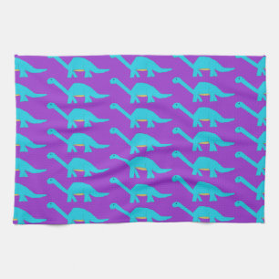 Blue Apatosauruses towel. Tea Towel
