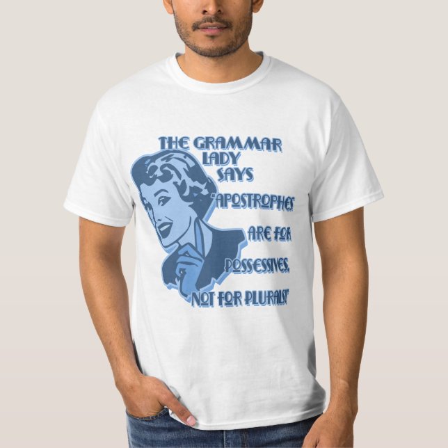 Blue Apostrophes for Possessives T-Shirts (Front)