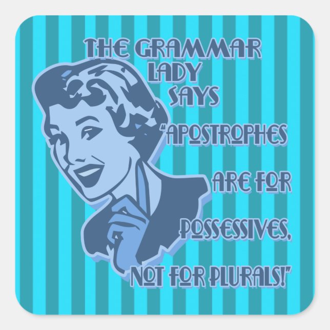 Blue Apostrophes Square Stickers (Front)