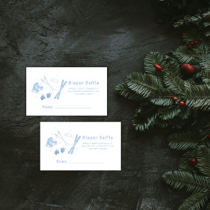 Blue Après Bébé Ski Diaper Raffle Baby Shower Enclosure Card