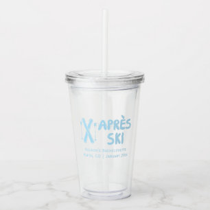 Blue Apres Ski Bachelorette Party Favour Acrylic Tumbler