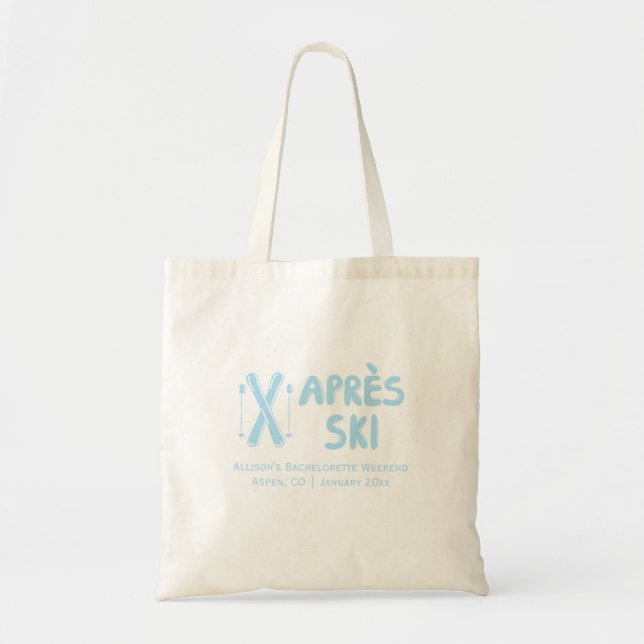 Blue Apres Ski Bachelorette Party Tote Bag (Front)