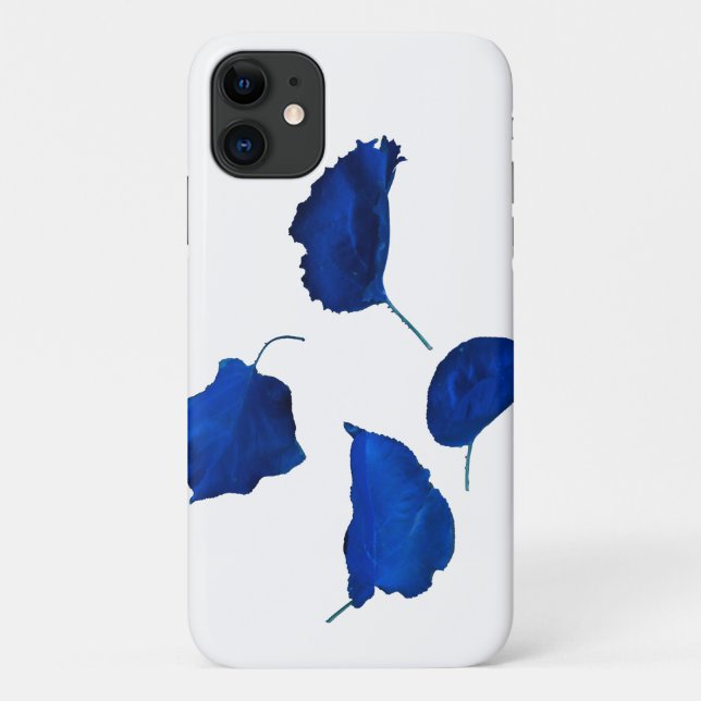 Blue Apricot Tree Leaves iPhone 11 Case (Back)