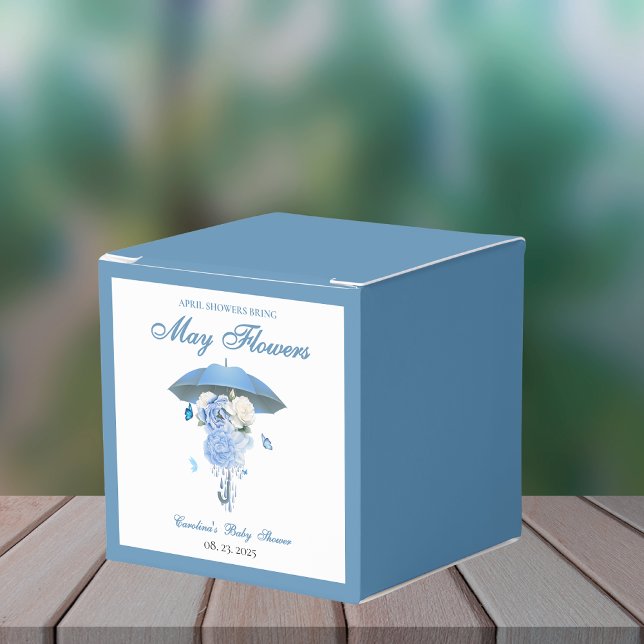 Blue April Showers Bring May Flower Baby Shower Favour Box (Creator Uploaded)