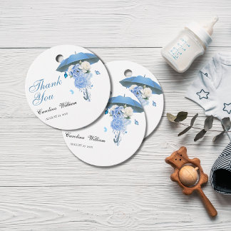Blue April Showers Bring May Flower Baby Shower Favour Tags