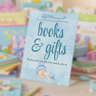 Blue Aqeeqah Baby boy books and gifts sign