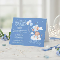 Blue Aqiqah It’s a Boy Birth Announcement Card