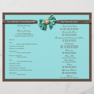 Blue aqua brown gem bow floral