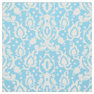 Blue Aqua Casbah Damask Fabric