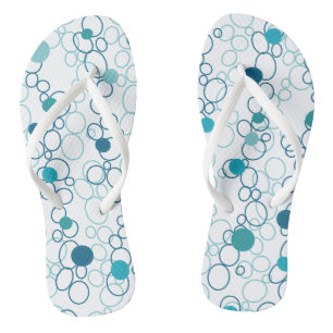 Blue Aqua Circles Dots Flip Flops