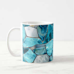 Blue aqua gemstone abstract cells coffee mug