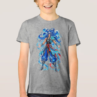 Blue Aqua Goddess Fantasy Warrior T-Shirt Tri-Blend Shirt