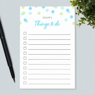 Blue Aqua Green Confetti Things To Do List Post-it Notes