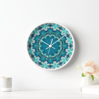 Blue Aqua Mandala Rosette Retro Hippie