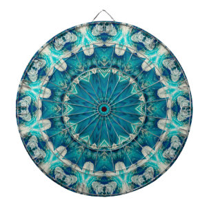 Blue Aqua Mandala Rosette Retro Hippie Dartboard