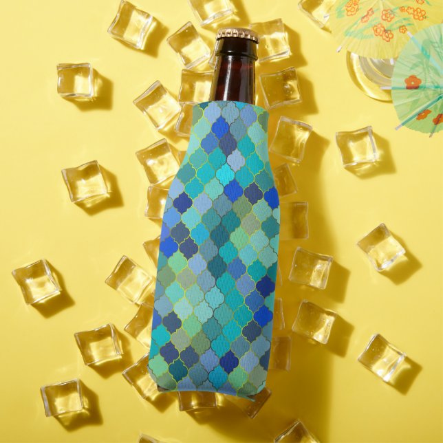Blue Aqua Moroccan Mosaic Bottle Cooler (In Situ Summer)