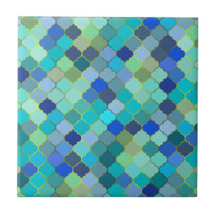 Blue Aqua Moroccan Mosaic Pattern Tile