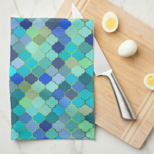 Blue Aqua Moroccan Mosaic Tea Towel