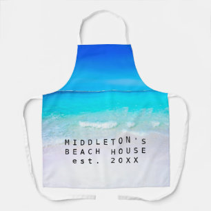 Blue Aqua Ocean Sea Beach Coastal  Personal Family Apron