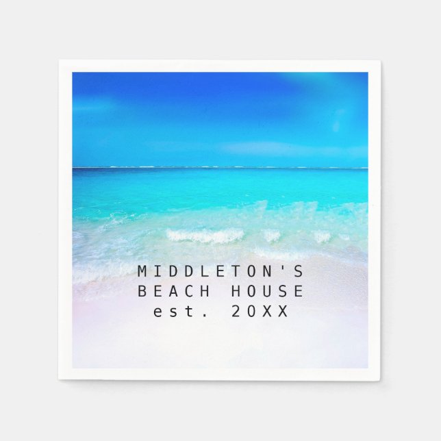 Blue Aqua Ocean Sea Beach Coastal  Personal Family Napkin (Front)