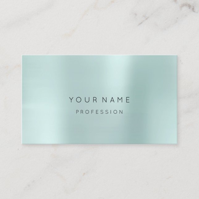Blue Aqua Pearly Abstract Minimal Silk Metallic Business Card (Front)