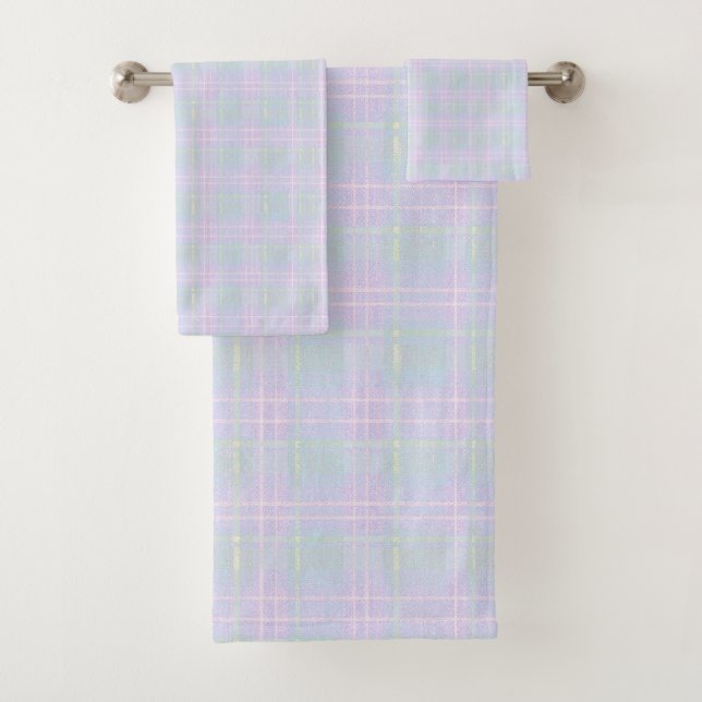  Blue Aqua Praire Plaid Bath Towel Set (Insitu)