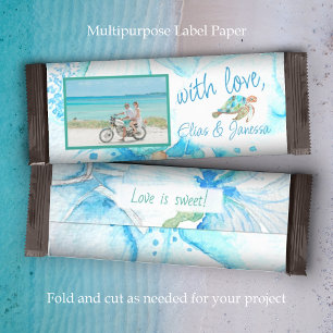 Blue, Aqua Sea Turtle Wedding Candy Bar Wrapper