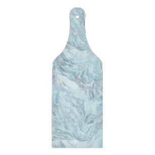 Blue Aqua Silver Marble Cutting Board
