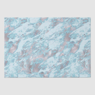Blue Aqua Silver Marble Tissue Paper
