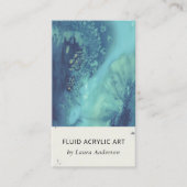 BLUE AQUA TEAL FLUID ACRYLIC RESIN ART ARTIST BUSINESS CARD (Front)